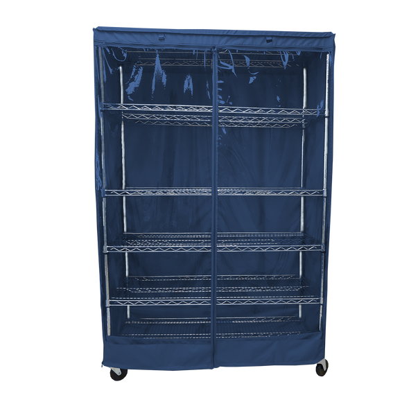 Storage Shelving Unit Cover, fits racks 48"W x 18"D x 72"H one side see through panel in Dusty Blue