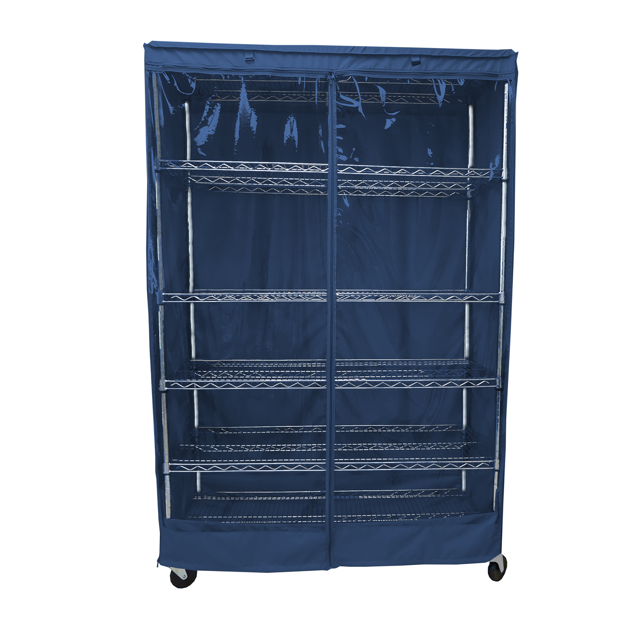 Storage Shelving Unit Cover, fits racks 48"W x 24"D x 72"H one side see through panel in Dusty Blue