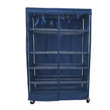 Storage Shelving Unit Cover, fits racks 48"W x 24"D x 72"H one side see through panel in Dusty Blue