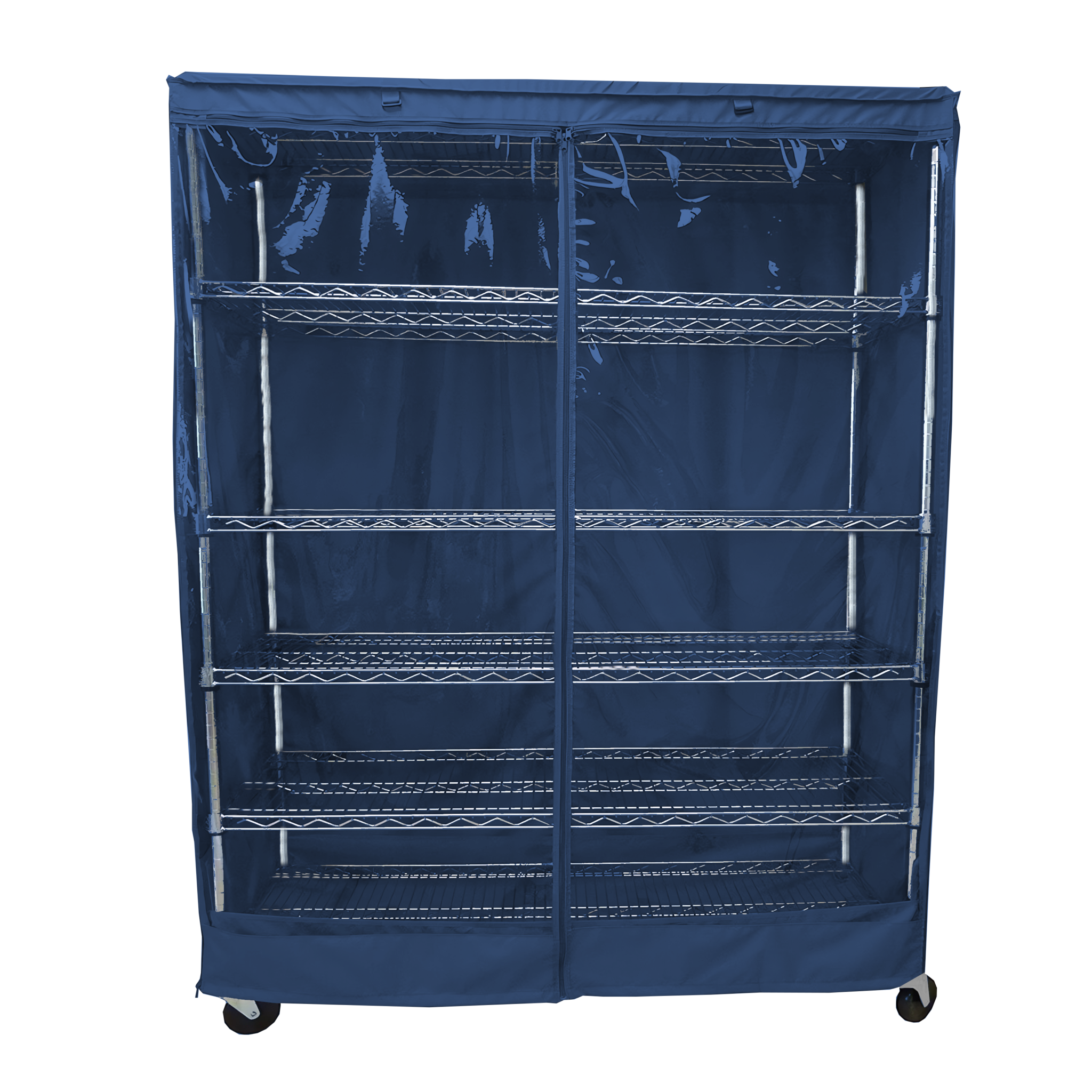 Storage Shelving Unit Cover, fits racks 60"W x 24"D x 72"H one side see through panel in Dusty Blue
