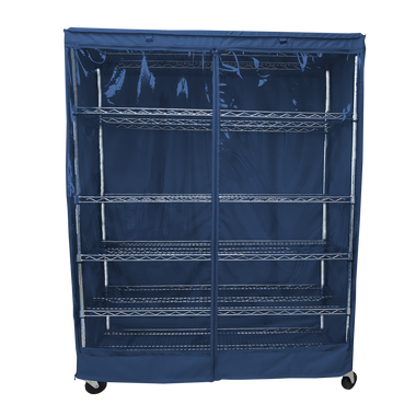 Storage Shelving Unit Cover, fits racks 60"W x 24"D x 72"H one side see through panel in Dusty Blue