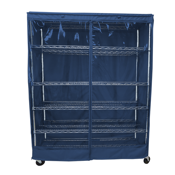 Storage Shelving Unit Cover, fits racks 60"W x 24"D x 72"H one side see through panel in Dusty Blue