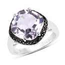 5.50 Carat Genuine Pink Amethyst & Black Spinel .925 Sterling Silver Ring-1