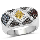 0.61 Carat Genuine Multi Diamond .925 Sterling Silver Ring-1