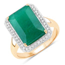 5.71 Carat Dyed Emerald and White Diamond 14K Yellow Gold Ring-1