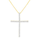 .925 Sterling Silver 3.0 Cttw Round Shape Diamond 1-1/2" Cross Pendant with Box Chain Necklace (I-J Color, I2-I3 Clarity) - 18"-1