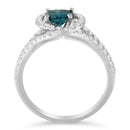 14K White Gold 1-1/3 Cttw White & Blue Diamond Interweaving Double Halo Cocktail Statement Ring (G-H and Fancy Blue Color, SI2-I1 Clarity) - Size 6-3