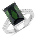 6.16 Carat Genuine Green Tourmaline and White Diamond 14K White Gold Ring-1