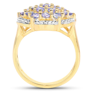 14K Yellow Gold Plated 1.52 Carat Genuine Tanzanite .925 Sterling Silver Ring - 0
