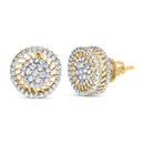 10K Yellow Gold 1.00 Cttw Diamond Halo Radiant Sunburst Stud Earrings (I-J Color, I2-I3 Clarity)-2