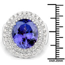 10.79 Carat Genuine Tanzanite and White Diamond 18K White Gold Ring-3
