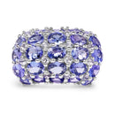 7.29 Carat Genuine Tanzanite and White Topaz .925 Sterling Silver Ring-3