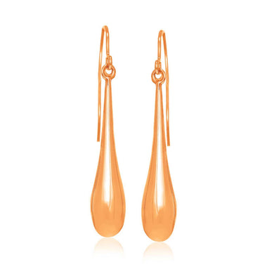 14k Rose Gold Long Polished Teardrop Dangling Earrings - 0