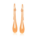 14k Rose Gold Long Polished Teardrop Dangling Earrings-1