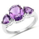 3.11 Carat Genuine Amethyst .925 Sterling Silver Ring-1