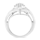 10K White Gold Diamond Bypass Cluster Ring (1 Cttw, I-J Color, I2-I3 Clarity) - Size 7-2