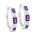 2.18 Carat Genuine Amethyst and White Topaz .925 Sterling Silver Earrings-1