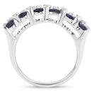 3.66 Carat Genuine Blue Sapphire and White Topaz .925 Sterling Silver Ring-2