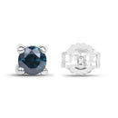 0.21 Carat Genuine Blue Diamond .925 Sterling Silver Earrings-3