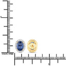 2.16 Carat Genuine Blue Sapphire and White Diamond 14K Yellow Gold Earrings-3