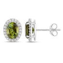 1.92 Carat Genuine Green Tourmaline and White Diamond 14K White Gold Earrings-6