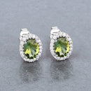 1.92 Carat Genuine Green Tourmaline and White Diamond 14K White Gold Earrings-8