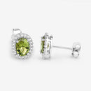 1.92 Carat Genuine Green Tourmaline and White Diamond 14K White Gold Earrings-10