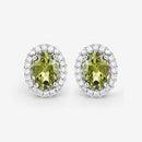 1.92 Carat Genuine Green Tourmaline and White Diamond 14K White Gold Earrings-11