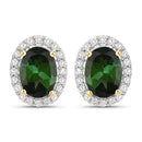 1.92 Carat Genuine Green Tourmaline and White Diamond 14K Yellow Gold Earrings-5