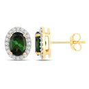 1.92 Carat Genuine Green Tourmaline and White Diamond 14K Yellow Gold Earrings-6