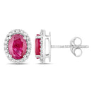 1.96 Carat Genuine Ruby and White Diamond 14K White Gold Earrings-2