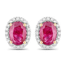 1.96 Carat Genuine Ruby and White Diamond 14K Yellow Gold Earrings-1