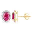 1.96 Carat Genuine Ruby and White Diamond 14K Yellow Gold Earrings-2