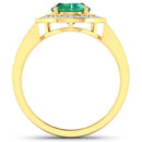 1.87 Carat Genuine Zambian Emerald and White Diamond 14K Yellow Gold Ring-2