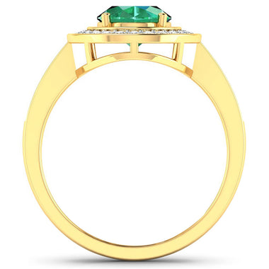 1.87 Carat Genuine Zambian Emerald and White Diamond 14K Yellow Gold Ring - 0