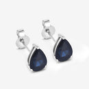 1.60 Carat Genuine Blue Sapphire 10K White Gold Earrings-6