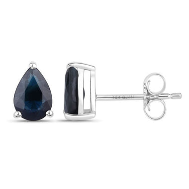 1.60 Carat Genuine Blue Sapphire 10K White Gold Earrings - 0
