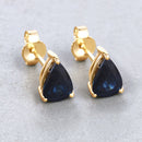 1.60 Carat Genuine Blue Sapphire 10K Yellow Gold Earrings-4