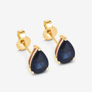 1.60 Carat Genuine Blue Sapphire 10K Yellow Gold Earrings-6
