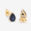 1.60 Carat Genuine Blue Sapphire 10K Yellow Gold Earrings-9