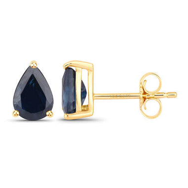 1.60 Carat Genuine Blue Sapphire 10K Yellow Gold Earrings - 0