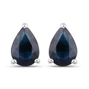 1.60 Carat Genuine Blue Sapphire 14K White Gold Earrings-1