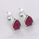 1.60 Carat Genuine Ruby 10K White Gold Earrings-4