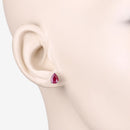 1.60 Carat Genuine Ruby 10K White Gold Earrings-5