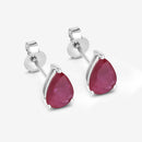 1.60 Carat Genuine Ruby 10K White Gold Earrings-6