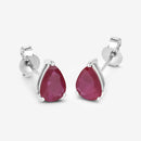 1.60 Carat Genuine Ruby 10K White Gold Earrings-7