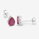 1.60 Carat Genuine Ruby 10K White Gold Earrings-8
