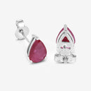 1.60 Carat Genuine Ruby 10K White Gold Earrings-9