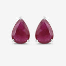 1.60 Carat Genuine Ruby 10K White Gold Earrings-10