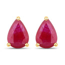 1.60 Carat Genuine Ruby 10K Yellow Gold Earrings-1